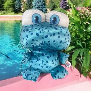 NANCO Blue Polka Dot Frog Plush Stuffed Animal 16" Cute Quarky Toad